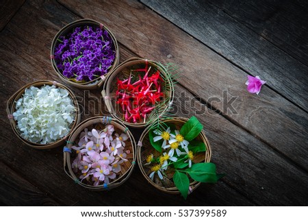 Colorful flowers in a basket 