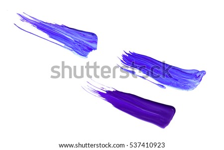 Blue hand painted brush strokes set