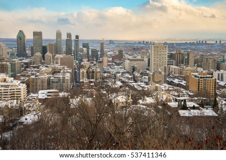 Montreal Skyline in winter from Kondiaronk Belvedere (December 2016)