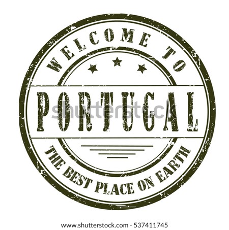 rubber stamp with text "welcome to Portugal, the best place on Earth" on white, vector illustration