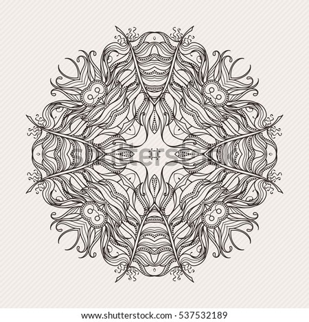 Mehndi lace tattoo. Art Nouveau weave. The circular pattern.