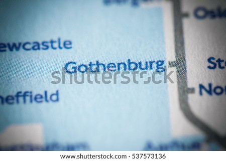 Githenburg, Sweden on a geographical map.