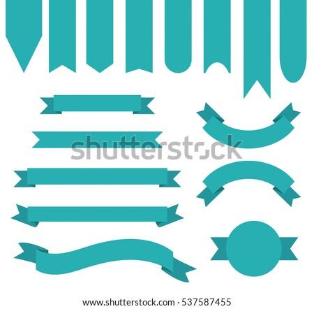 Teal Blue Color Ribbon Banner Collection
