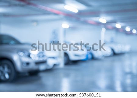 Abstract blurred car in parking background - Color tone effect