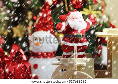 Christmas decoration santa claus and pine tree background