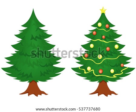 Christmas tree of vector illustration isolated on white.