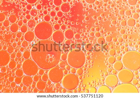 Oil drops floating in water abstract multi color background