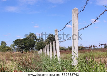 cement fence in field