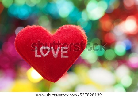 Text love in red heart shape for valentine day 
