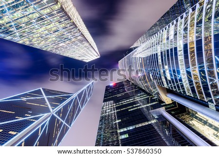 Hong Kong, China cityscape perspective.