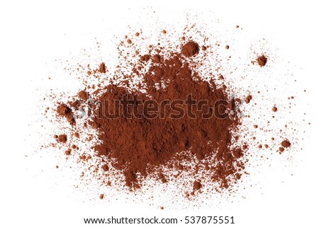 pile cocoa powder isolated on white background Royalty-Free Stock Photo #537875551