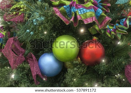close up christmas tree background with light