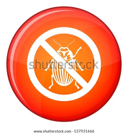 No potato beetle sign icon in red circle isolated on white background vector illustration