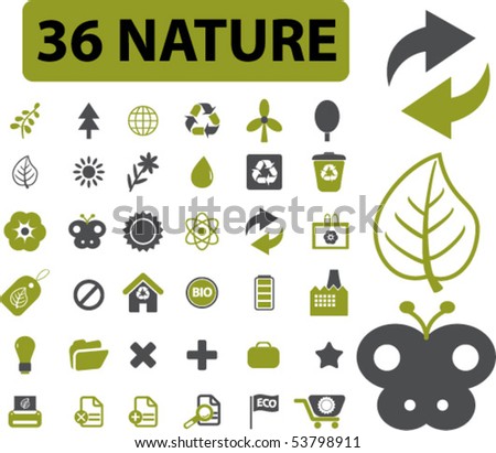 36 nature signs. vector