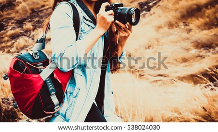 Woman Photography Camera Nature Environment Concept,in filter color