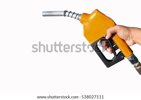 Fuel nozzle Separated from the background white background. Royalty-Free Stock Photo #538027111