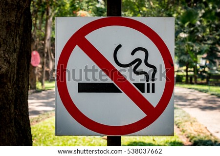 Black No smoking sign in the park