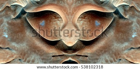 The eyes of hungry,Tribute to Dalí, abstract symmetrical photograph of the deserts of Africa from the air, aerial view, abstract expressionism,mirror effect, symmetry,kaleidoscopic photo,
