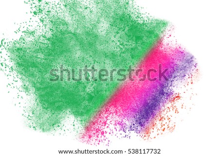 Abstract design of multicolored powder cloud against white background