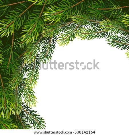 Christmas wreath frame from fir tree branches. Vector illustration for your design