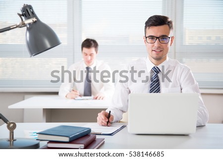 Businessman working with computer in an office