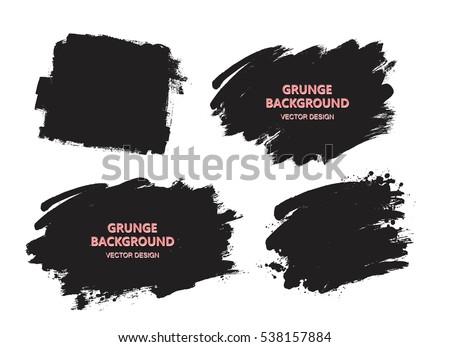 Set of black paint, ink brush strokes, brushes, lines. Dirty artistic design elements, boxes, frames for text.  Royalty-Free Stock Photo #538157884