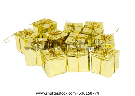 Golden gift box. (Isolate)
