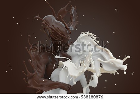 Coffee and Cream lovers. 3d illustration