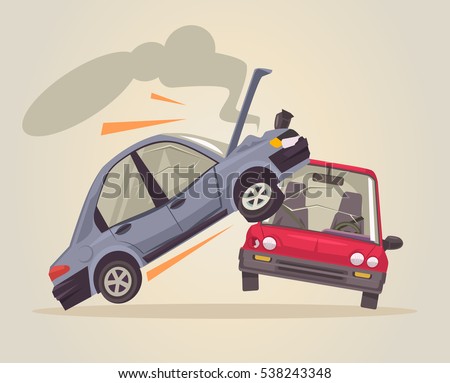 Car accident. Vector flat cartoon illustration Royalty-Free Stock Photo #538243348