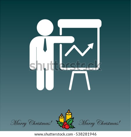 Web line icon. Business; Report (man at the flipchart)