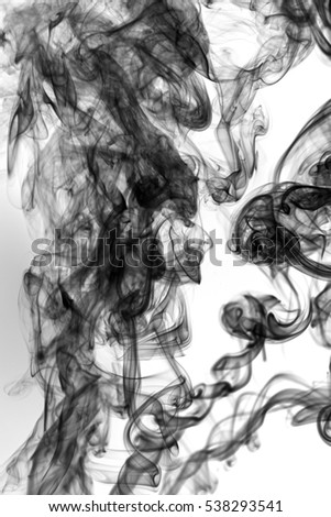 black smoke abstract on white background texture