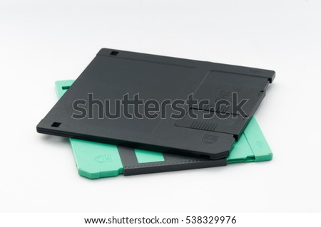 The diskette in the white background