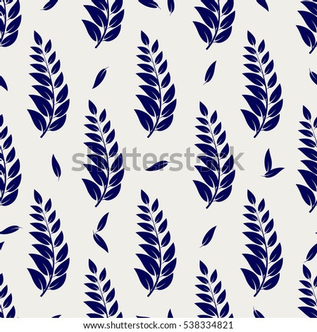 Ball pen colors seamless pattern with branches and leaves. Vector illustration