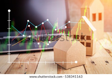 Real estate on the top of wooden floor. house, building, home, Flat design for business financial marketing banking real estate property in minimal concept