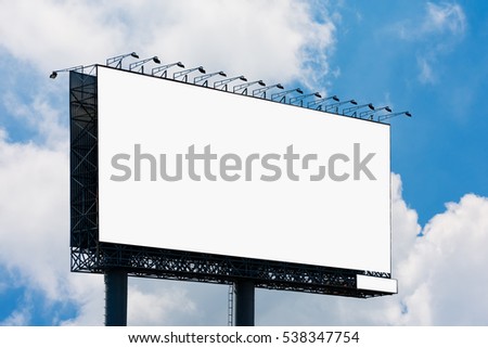 Blank Billboard with blue sky background. Royalty-Free Stock Photo #538347754