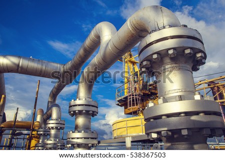 Offshore Industry oil and gas production petroleum pipeline. Royalty-Free Stock Photo #538367503