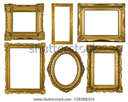 Collection of wooden frames isolated on white