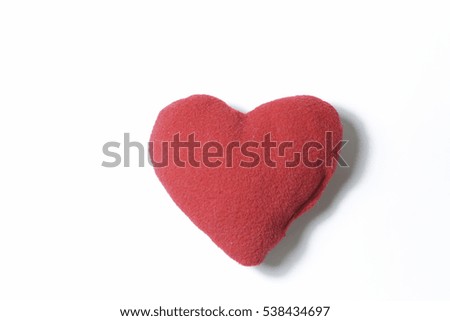 red fabric Heart Isolated white background