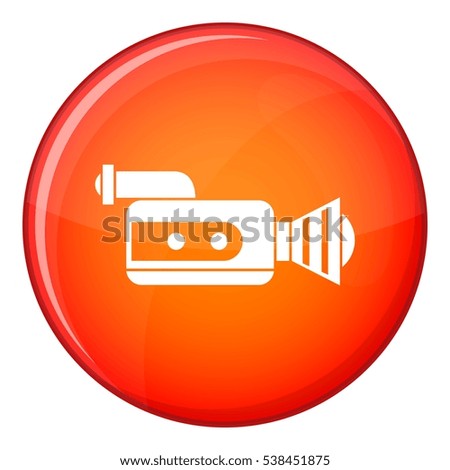 Retro camera icon in red circle isolated on white background vector illustration