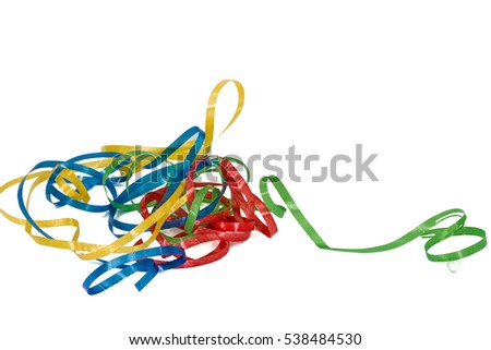 Multicolored streamer, isolated on white background