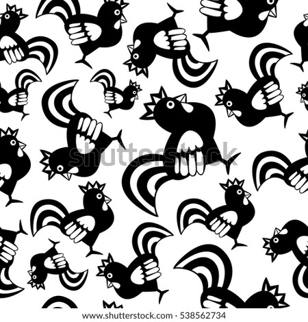 Seamless pattern with roosters. Texture for wallpaper, fills, web page background.
