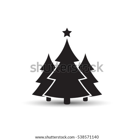 Christmas trees icon, vector simple design. Black symbol of several fir-tree, isolated on white background.