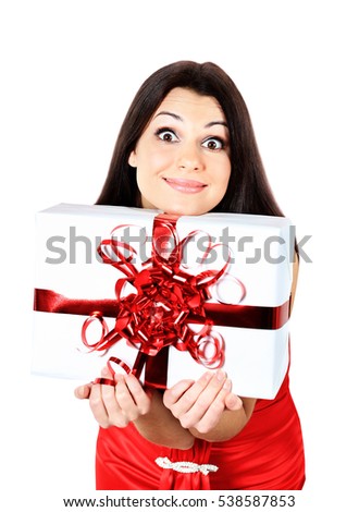 Beautiful girl with gifts.