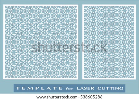 Abstract cutout panels set for laser cutting. Vector openwork filigree template for wedding invitation, greeting card, envelope. Interior decorative element with lace ornament