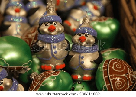 Christmas decoration. Christmas funny penguins