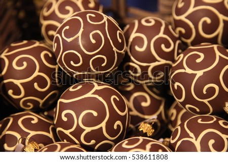 Christmas toy - chocolate balls. Christmas decoration