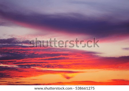 Beautiful colorful sunset with soft clouds, Natural background