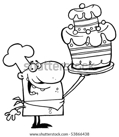 Outlined Cake Chef
