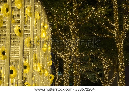led light on tree in holidays night as Christmas and New year