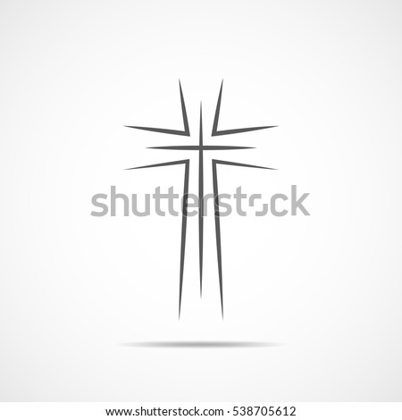 Black christian cross icon. Abstract line christian cross. Vector illustration